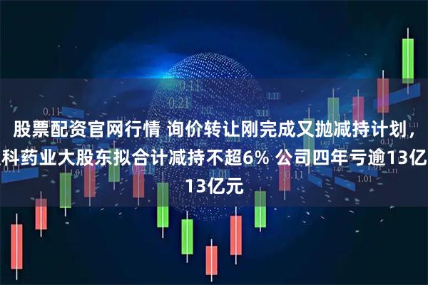 股票配资官网行情 询价转让刚完成又抛减持计划，盟科药业大股东拟合计减持不超6% 公司四年亏逾13亿元